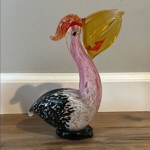 Colorful Glass Pelican Sculpture